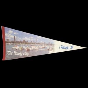 CHICAGO ILLINOIS Felt Pennant 30" Full Size The Windy‎ City Skyline PLEASE READ